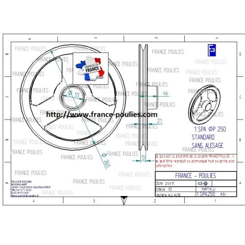 poulie alu 1 SPA 250