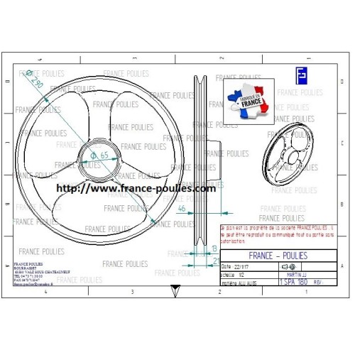 poulie alu 1 SPA 180