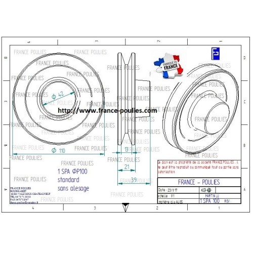 poulie alu 1 SPA 100