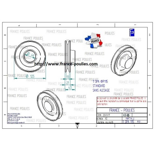 poulie alu 1 SPA 115