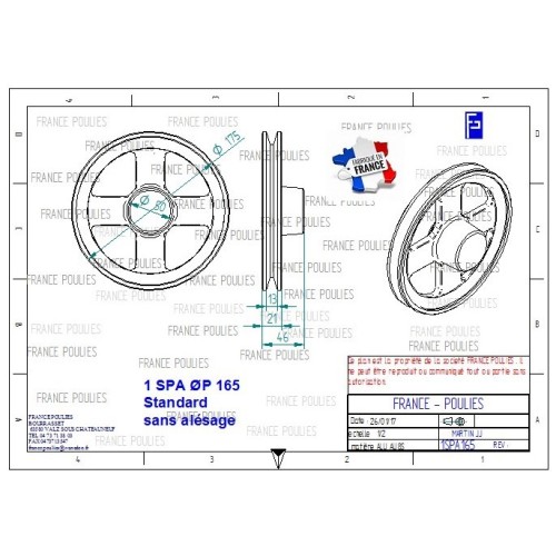 poulie alu 1SPA 165