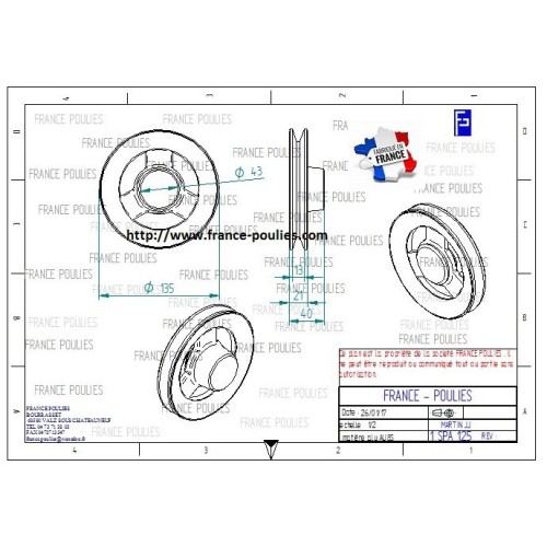 poulie alu 1 SPA 125