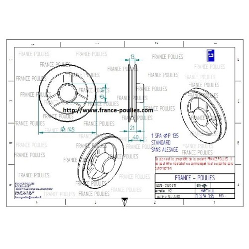 poulie alu 1 SPA 135
