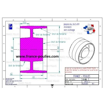 poulie plate alu Ø140x80
