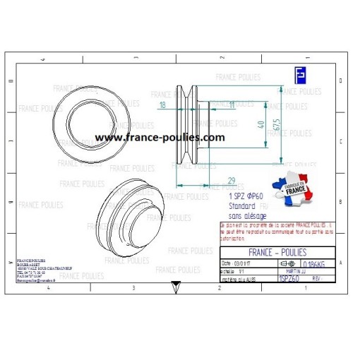 poulie alu 1 spz Øp60