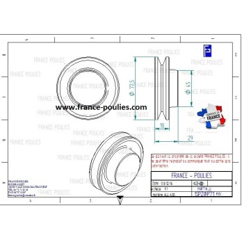poulie alu 1 spz Ø p70 