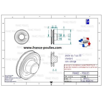 poulie alu 1 spz Øp80 