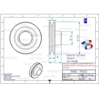 poulie alu 1 spz Øp90 