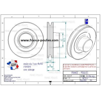 poulie alu 1 spz Øp100
