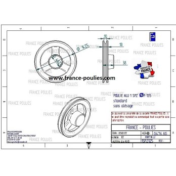 poulie alu  1 SPZ Øp 135