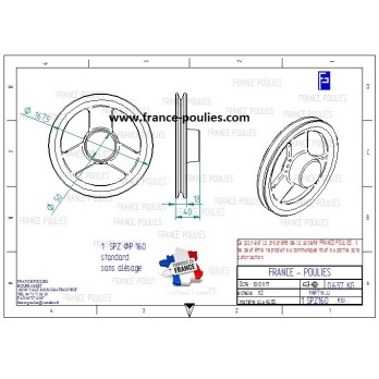poulie alu  1 SPZ Øp 160