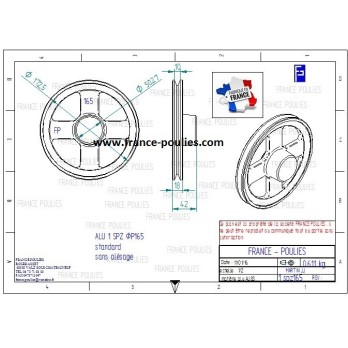 poulie alu  1 SPZ Øp 165
