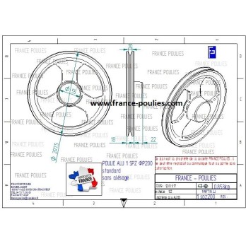 poulie alu  1SPZ Øp 200