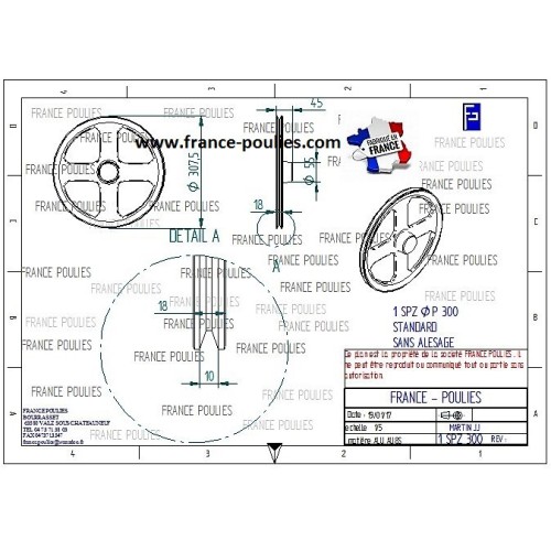 poulie alu  1SPZ Øp 300