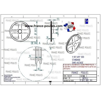 poulie alu  1SPZ Øp 300