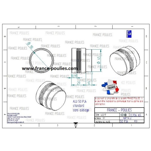 POULIE POLY-V ALU Øext50 PJ 4 DENTS