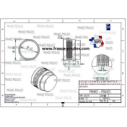 POULIE POLY-V ALU Øext50 PJ 4 DENTS