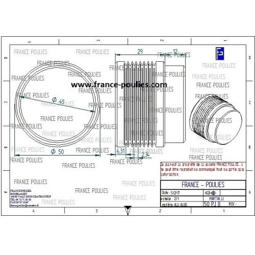POULIE POLY-V ALU Øext50 PJ 10 DENTS