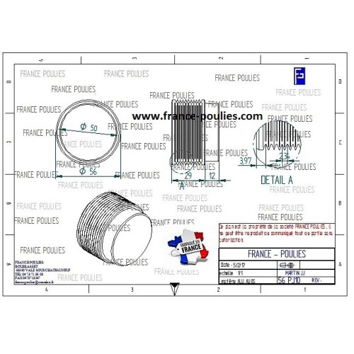 POULIE POLY-V ALU Øext56 PJ 10 DENTS