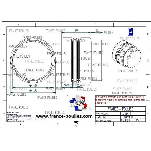 POULIE POLY-V ALU Øext45 PJ 4 DENTS