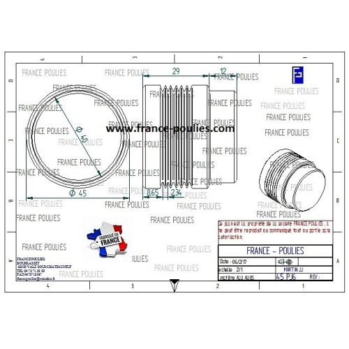 POULIE POLY-V ALU Øext45 PJ 6 DENTS