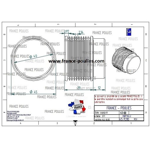 POULIE POLY-V ALU Øext45 PJ 10 DENTS