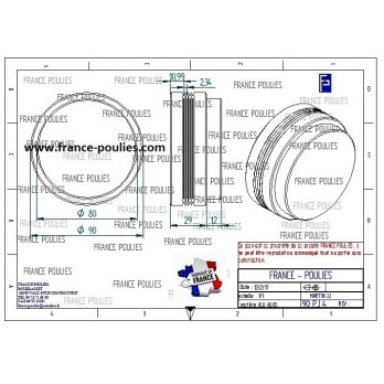 POULIE POLY-V ALU Øext 90 PJ 4 DENTS