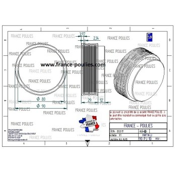 POULIE POLY-V ALU Øext 90 PJ 10 DENTS