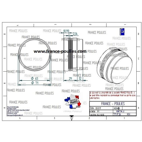 POULIE POLY-V ALU Øex71 PJ 4 DENTS