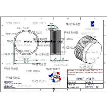 POULIE POLY-V ALU Øex71 PJ 10 DENTS