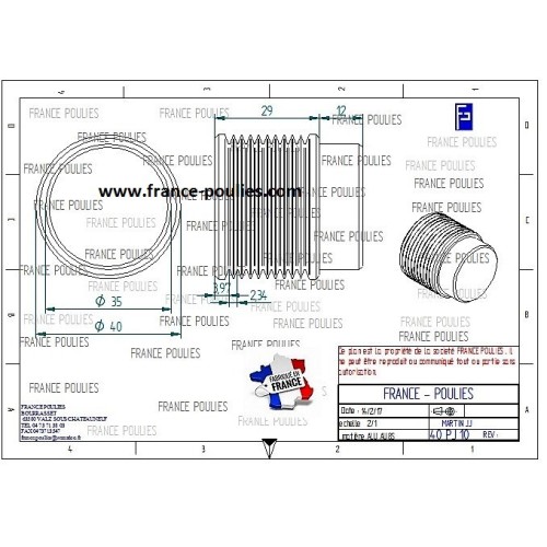 POULIE POLY-V ALU Øext40 PJ 10 DENTS