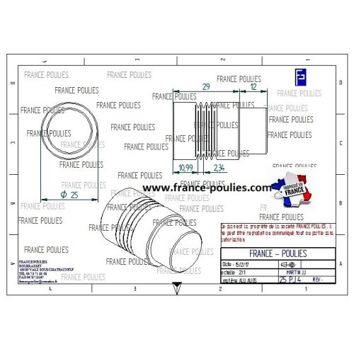 POULIE POLY-V ALU Øext 25 PJ 4 DENTS