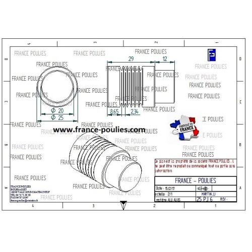 POULIE POLY-V ALU Øext 25 PJ 6 DENTS