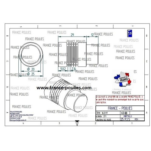 POULIE POLY-V ALU Øext 25 PJ 5 DENTS