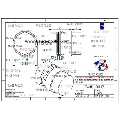 POULIE POLY-V ALU Øext 31.5 PJ 4 DENTS