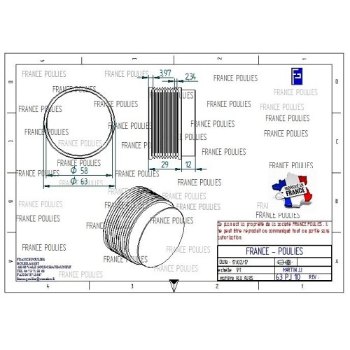 POULIE POLY-V ALU Øext63 PJ 10 DENTS