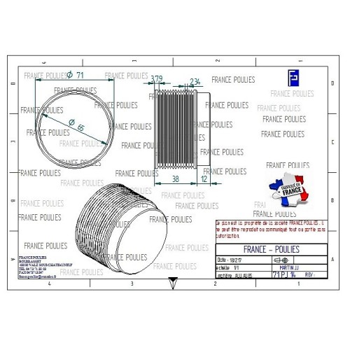 POULIE POLY-V ALU Øex71 PJ 14 DENTS