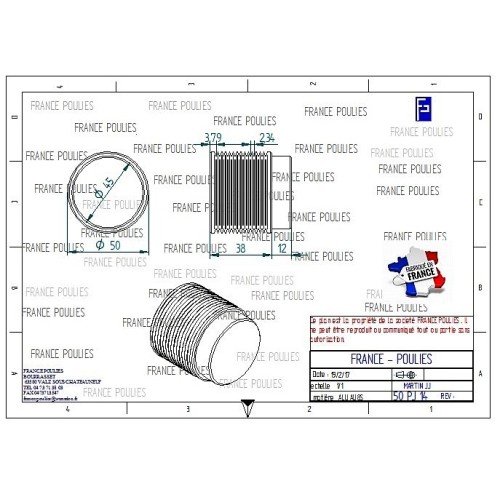 POULIE POLY-V ALU Øext50 PJ 14 DENTS