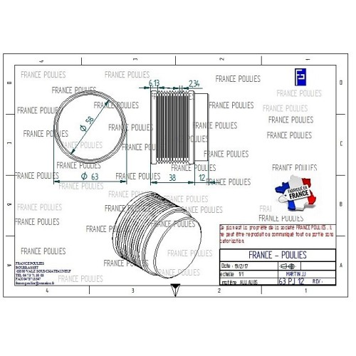 POULIE POLY-V ALU Øext63 PJ 12 DENTS
