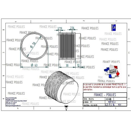 POULIE POLY-V ALU Øext63 PJ 14 DENTS