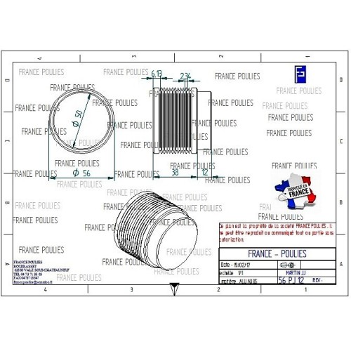 POULIE POLY-V ALU Øext56 PJ 12 DENTS