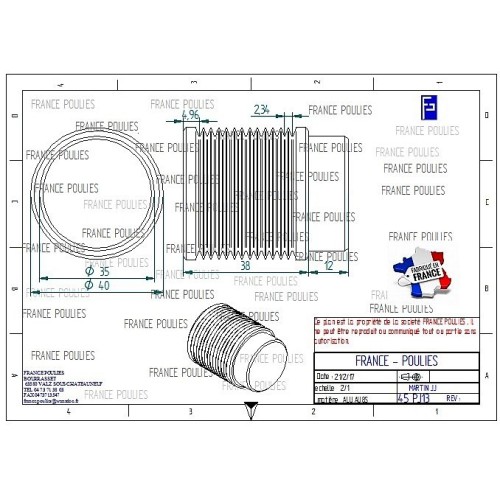 POULIE POLY-V ALU Øext40 PJ 13 DENTS