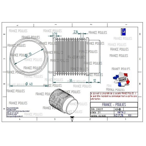 POULIE POLY-V ALU Øext40 PJ 14 DENTS