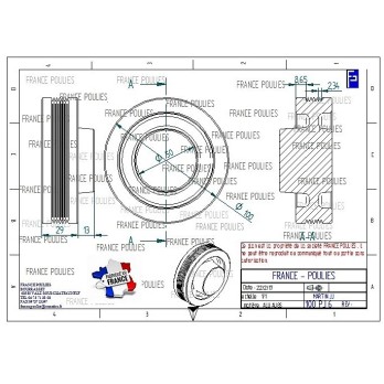 POULIE POLY-V ALU Øext 100 PJ 6 DENTS