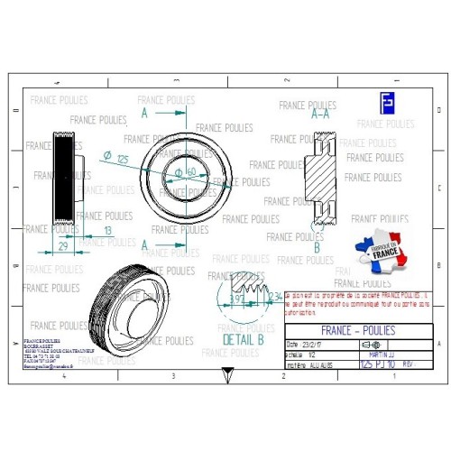 POULIE POLY-V ALU Øext 125 PJ 10 DENTS