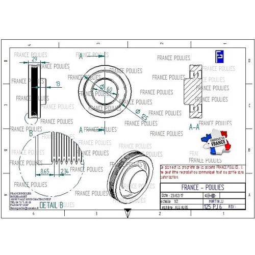 POULIE POLY-V ALU Øext 125 PJ 6 DENTS