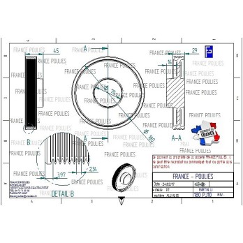 POULIE POLY-V ALU Øext 180 PJ 10 DENTS