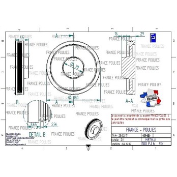 POULIE POLY-V ALU Øext 180 PJ 6 DENTS