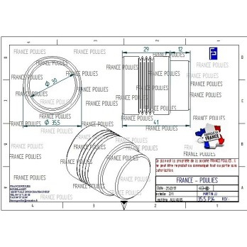 POULIE POLY-V ALU Øext 35.5 PJ 4 DENTS