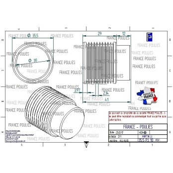 POULIE POLY-V ALU Øext 35.5 PJ 10 DENTS
